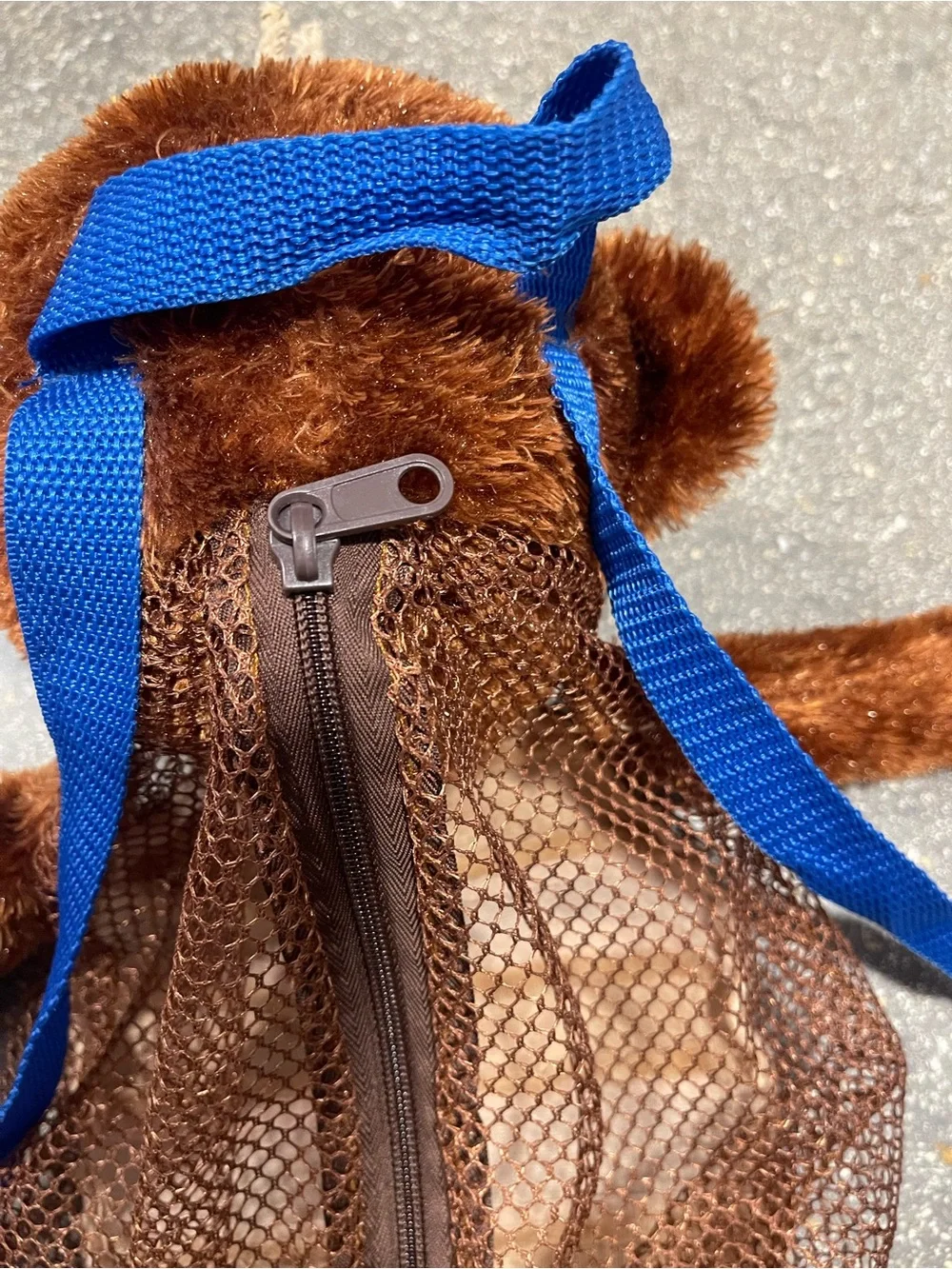 Stephen Joseph- Plush Monkey Backpack with Brown Mesh.